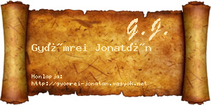 Gyömrei Jonatán névjegykártya